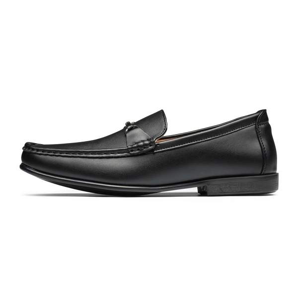 Men's PU Leather Metallic Horsebit Loafers - BLACK - 2